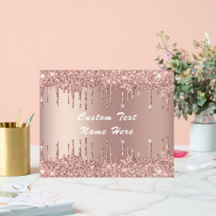 Rose Gold Glitter Custom Text Name Acrylic Sign
