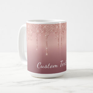 Rose Gold Glitter Custom Text Name Coffee Mug