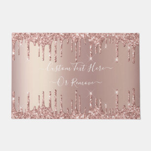 Rose Gold Glitter Custom Text Name Doormat