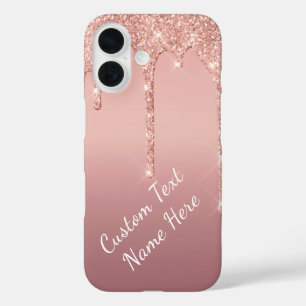 Rose Gold Glitter Custom Text Name iPhone Case