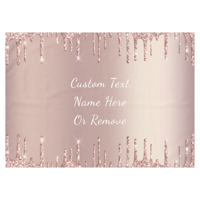 Rose Gold Glitter Custom Text Name Tablecloth Gift (Front (Horizontal))