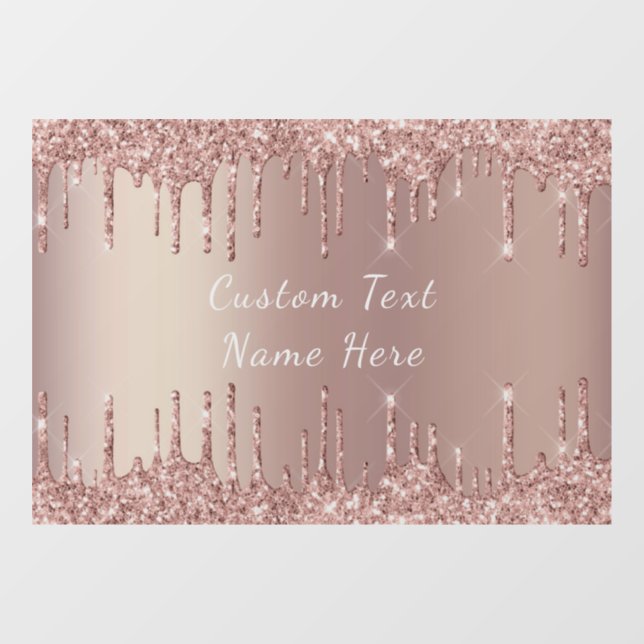 Rose Gold Glitter Custom Text Name Window Cling (Sheet)