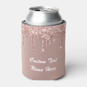 Rose Gold Glitter Custom Text Party Can Cooler