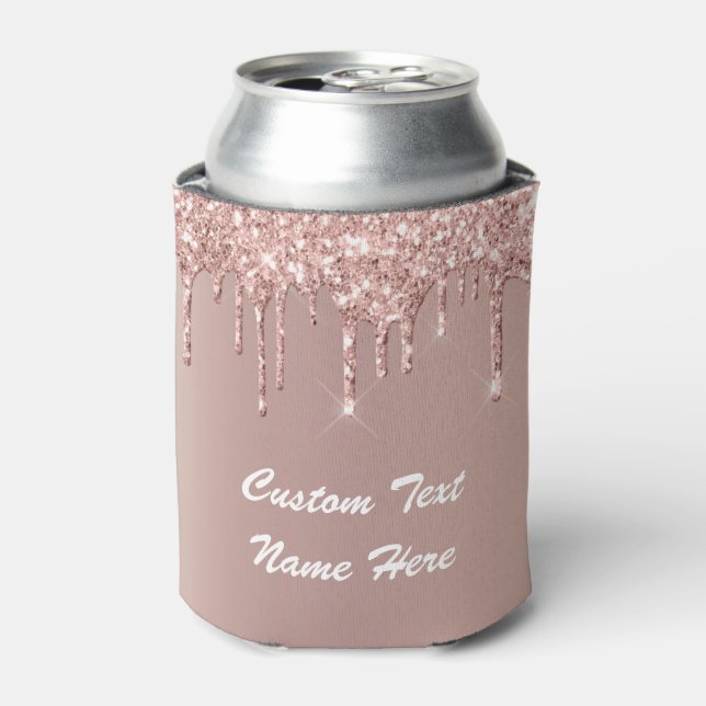 Rose Gold Glitter Custom Text Party Can Cooler (Can Front)