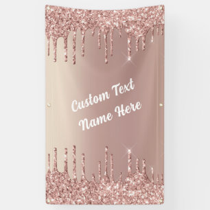 Rose Gold Glitter Custom Text Your Name Banner