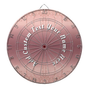 Rose Gold Glitter Custom Text Your Name Dart Board
