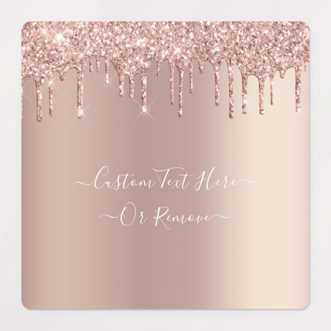 Rose Gold Glitter Custom Text Your Name Labels (Design 1)