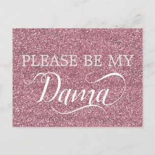 Rose Gold Glitter Dama Quinceanera Dama Proposal Invitation Postcard
