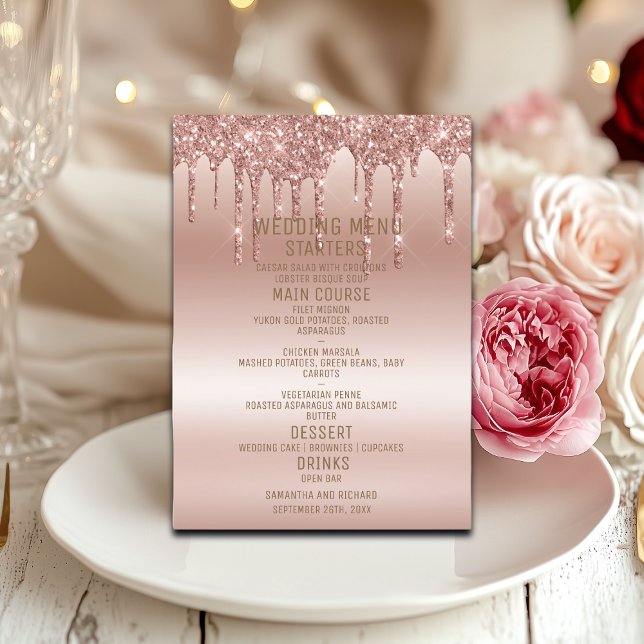 Rose Gold Glitter Diamonds Shine Menu (Creator Uploaded)