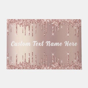 Rose Gold Glitter Doormat with Custom Text