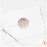 Rose Gold Glitter Drip 60th Birthday Classic Round Sticker<br><div class="desc">These chic 60th birthday stickers feature a sparkly rose gold faux glitter drip border and rose gold ombre background. Personalise them with the guest of honour's name in handwriting script,  along with her birthday and date below.</div>
