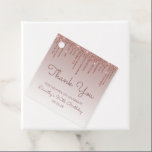 Rose Gold Glitter Drip 90th Birthday Party Favour Tags<br><div class="desc">These chic,  elegant 90th birthday party favour tags feature a sparkly rose gold faux glitter drip border and rose gold ombre background. Personalise them with the guest of honour's name and birthday in dark rose handwriting script,  with the party date below in sans serif font.</div>
