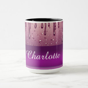 Rose Gold Glitter Drip Custom name Mug