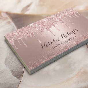 Rose Gold Glitter Drips Beauty Salon & SPA Business Card