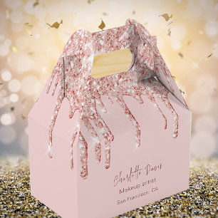 Rose gold glitter drips business QR code Favour Box
