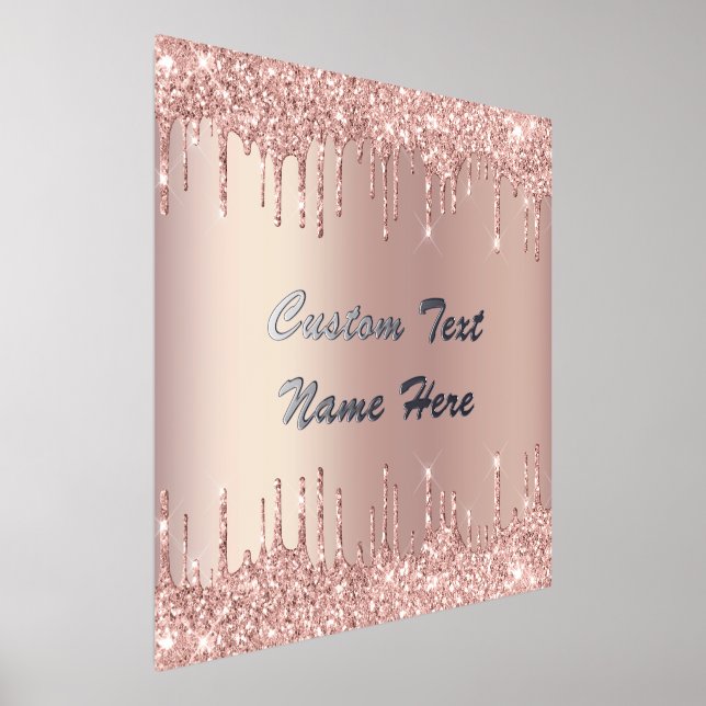 Rose Gold Glitter Drips Custom Text Foil Prints (Laydown)