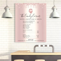 Rose Gold Glitter Drips Dessert Menu Price List