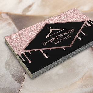 Rose Gold Glitter Drips Fashion Boutique Business Card