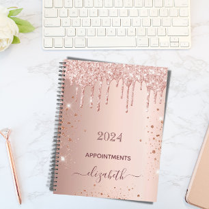 Rose gold glitter drips glam girly luxury 2021 planner