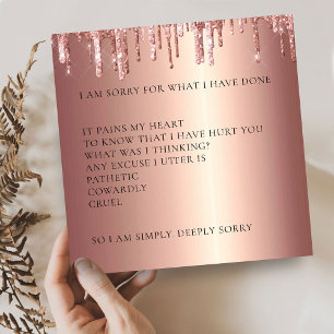Rose Gold Glitter Drips I’m sorry apology Card