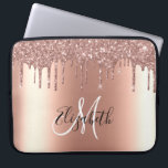 Rose Gold Glitter Drips Metal  Monogram Trendy  Laptop Sleeve<br><div class="desc">This design may be personalised in the area provided by changing the photo and/or text. Or it can be customised by clicking Personalise this Template and then choosing the click to customise further option and delete or change the colour of the background, add text, change the text colour or style,...</div>