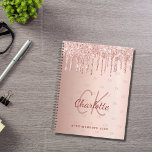 Rose gold glitter drips monogram script 2025 planner<br><div class="desc">A  rose gold background with elegant faux rose gold glitter drips,  paint dripping look.  Personalise and add your monogram initials,  name and a title/year 2022 (or any year)  Your monogram initials as a pattern on the background.</div>