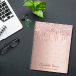 Rose gold glitter drips monogram script 2025 planner<br><div class="desc">A rose gold background with elegant faux rose gold glitter drips,  paint dripping look.  Personalise and add your monogram initials,  name and a title/year.  Your monogram initials as a pattern on the background.</div>