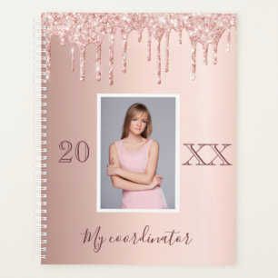 Rose gold glitter drips photo planner