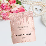 Rose gold glitter drips pink name signature 2025 planner<br><div class="desc">A rose gold metallic looking background with faux rose gold glitter drips,  paint dripping  look. Personalize and your name , title or text and a year. The signature is written with a modern hand lettered style script.</div>