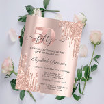 Rose Gold Glitter Drips Rose Gold 50th Birthday  Invitation<br><div class="desc">A modern,  chic,  and glamourous with rose gold glitter drips on a rose gold background.</div>