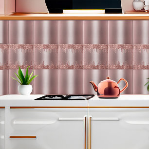 Rose Gold Glitter Drips Seamless Pattern Version 3 Ceramic Tile