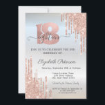 Rose Gold Glitter Drips Silver 18th Birthday  Invitation<br><div class="desc">A modern,  chic,  and glamourous with glitter drips on a silver background.</div>