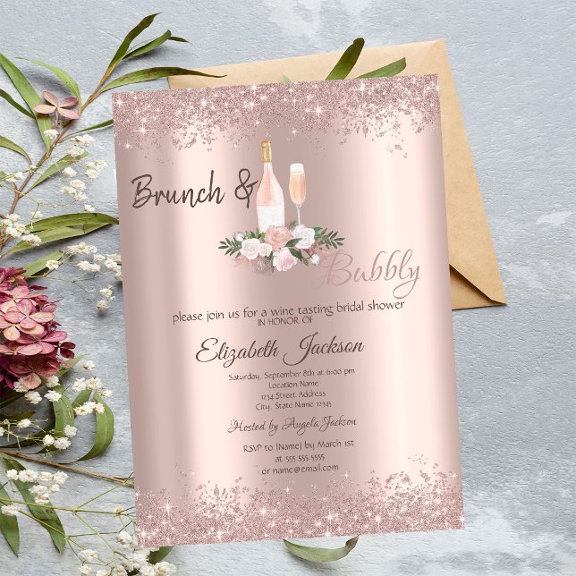 Rose Gold Glitter Dust Brunch Bridal Shower Invitation (Creator Uploaded)
