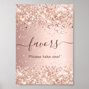 Rose gold glitter dust party favour sign