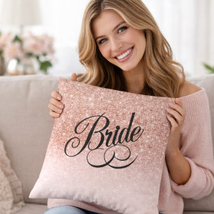 Rose Gold Glitter Elegant Bridal Shower Wedding Cushion