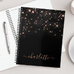 Rose Gold Glitter Elegant Glamourous Modern Script Planner<br><div class="desc">Create your own personalised black and rose gold diamond sparkle planner with your custom modern handwritten script name.</div>