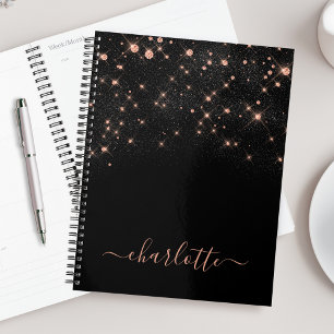 Rose Gold Glitter Elegant Glamourous Modern Script Planner