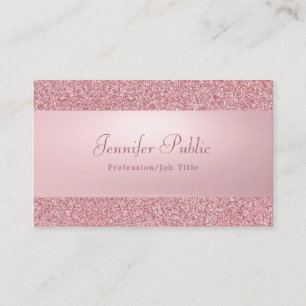 Rose Gold Glitter Elegant Hand Script Name Modern Business Card