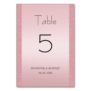 Rose Gold Glitter Elegant Handwritten Script Table Number
