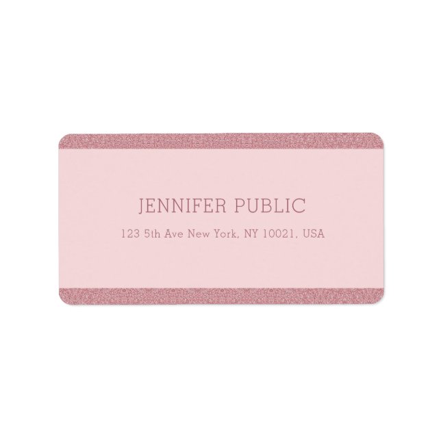 Rose Gold Glitter Elegant Professional Modern Label (Front)