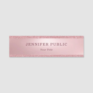 Rose Gold Glitter Elegant Professional Modern Name Tag
