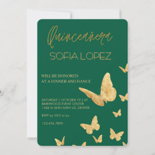 Rose Gold Glitter Elegant Quinceañera  Invitation