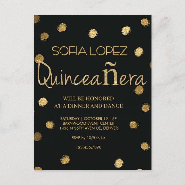 Rose Gold Glitter Elegant Quinceañera  Postcard (Front)