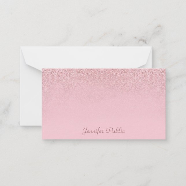 Rose Gold Glitter Elegant Template Handwritten (Front)