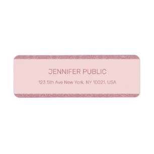 Rose Gold Glitter Elegant Template Return Address Return Address Label