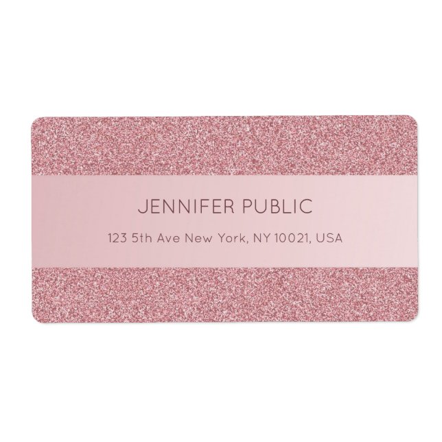 Rose Gold Glitter Elegant Trendy Template Shipping (Front)