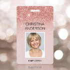 Rose Gold Glitter Employee  - Name Photo Corporate