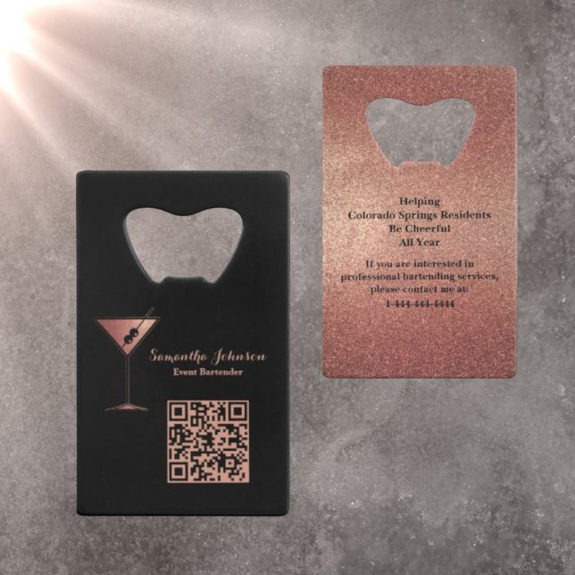 Rose Gold Glitter Event Bartender QR Code (Creator Uploaded)
