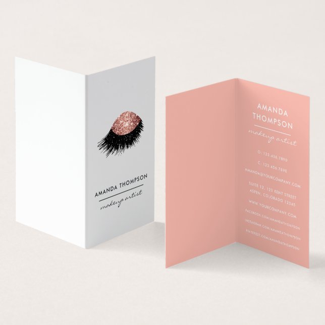 Rose Gold Glitter Eye Business Card (Inside and Outside)