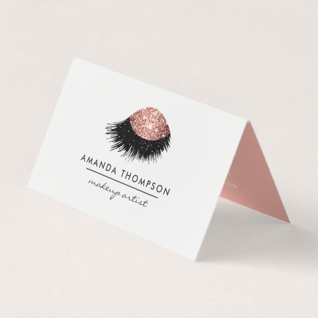 Rose Gold Glitter Eye Business Card (Front)